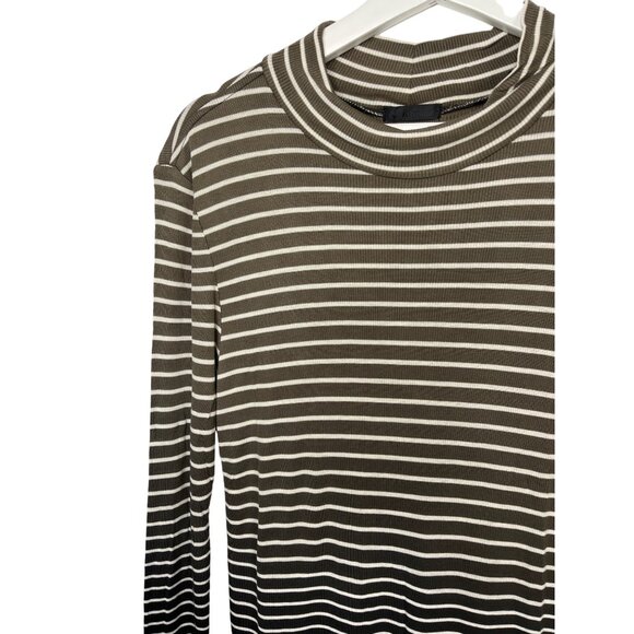 ATM Anthony Thomas Melillo Small Midi Dress Black Brown Cream Stripe Long Sleeve - Picture 5 of 11